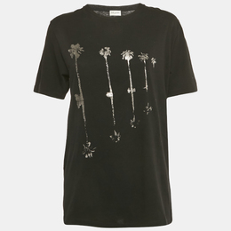 Saint Laurent Paris: Чёрная футболка 