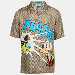 Gucci: Коричневая рубашка  Donald Duck