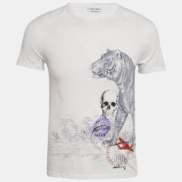 Alexander McQueen: Белая футболка  Skull