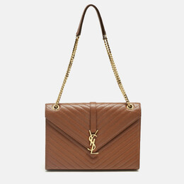 Saint Laurent Paris: Коричневая сумка  Monogram Envelope