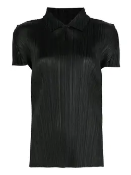 Pleats Please Issey Miyake: Чёрное поло 