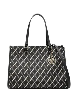 Armani Exchange: Чёрная сумка-шоппер 