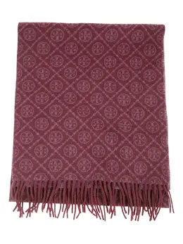 Tory Burch: Бордовый шарф  Double T