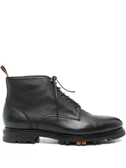 Santoni: Чёрные ботинки 