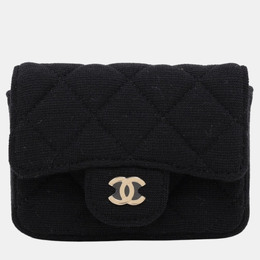 Chanel: Чёрная поясная сумка 