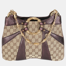 Gucci: Фиолетовая сумка  Bamboo