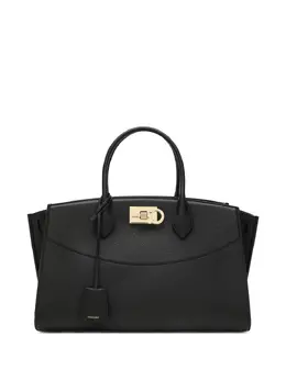 Ferragamo: Чёрная сумка-шоппер  Studio