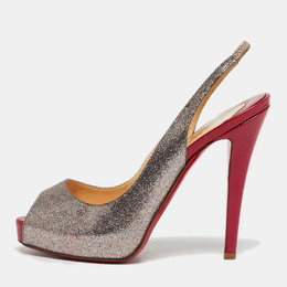 Christian Louboutin: Серебристые босоножки 