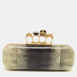 Alexander McQueen: Бежевый клатч  Knuckle Duster