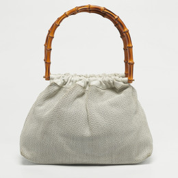 Gucci: Белая сумка  Bamboo