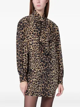 Saint Laurent: Платье с леопардовым принтом 