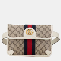 Gucci: Коричневая поясная сумка  GG Supreme