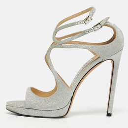 Jimmy Choo: Серебристые сандалии 