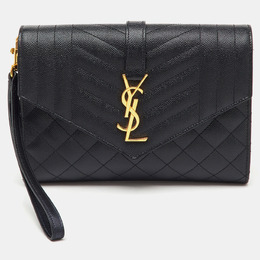 Saint Laurent Paris: Чёрная косметичка  Monogram Envelope
