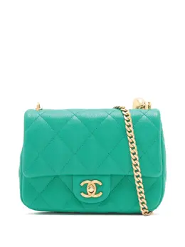 CHANEL Pre-Owned: Зелёная сумка через плечо 