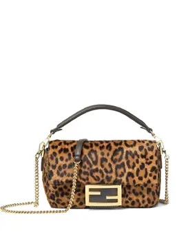 FENDI: Сумка-шоппер с леопардовым принтом 