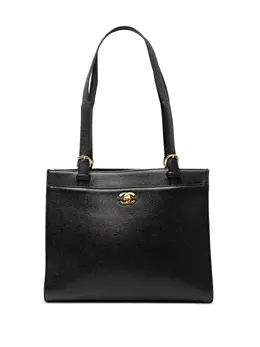 CHANEL Pre-Owned: Чёрная сумка-шоппер 