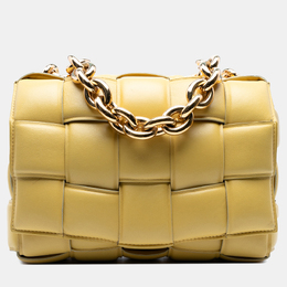 Bottega Veneta: Жёлтая сумка  Chain Cassette