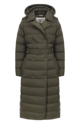 Burberry: Пуховик цвета хаки 