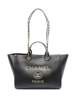CHANEL Pre-Owned: Чёрная сумка-шоппер 