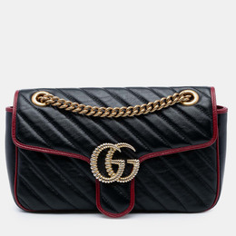 Gucci: Чёрная сумка  GG Marmont