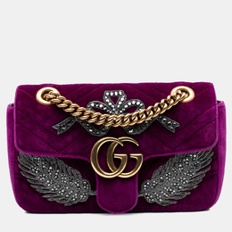 Gucci: Фиолетовая сумка  GG Marmont