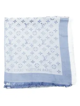 Louis Vuitton Pre-Owned: Голубой шарф 