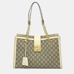 Gucci: Бежевая сумка  Padlock