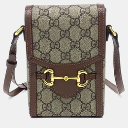Gucci: Бежевая сумка  Horsebit 1955