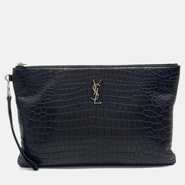 Saint Laurent Paris: Чёрный клатч  Monogram