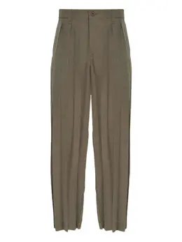 Homme Plissé Issey Miyake: Зелёные брюки 