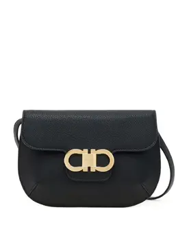 Ferragamo: Чёрная сумка через плечо  Double Gancini