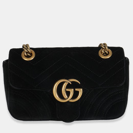 Gucci: Чёрная сумка  GG Marmont
