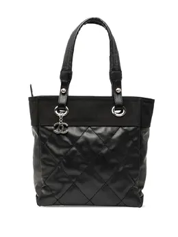 CHANEL Pre-Owned: Чёрная сумка-шоппер 