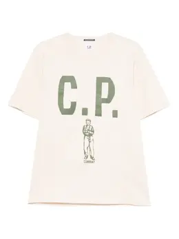 C.P. Company: Бежевая футболка 